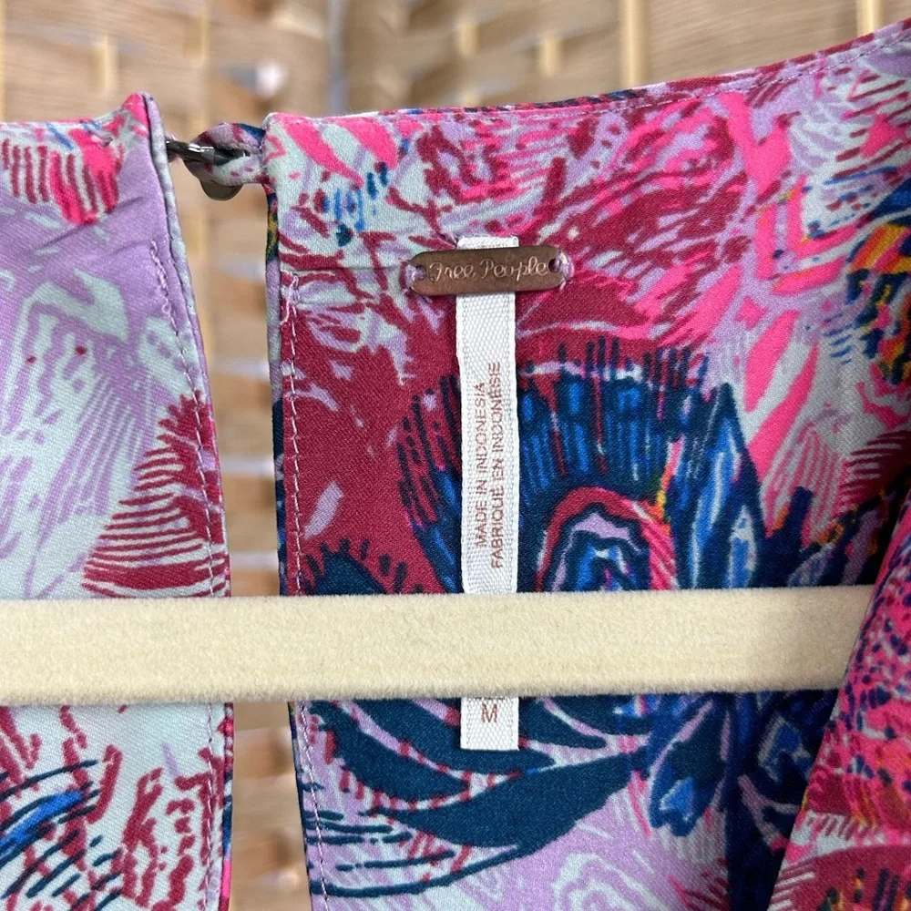 Free People Floral Print Pink & Blue Summer Dress - Picture 3 of 11